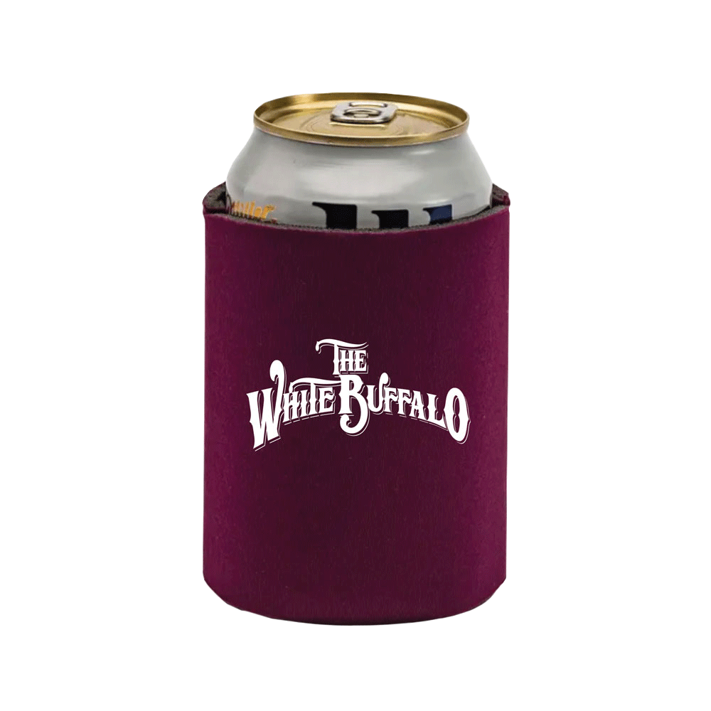 The White Buffalo Logo Maroon Koozie