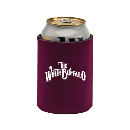 The White Buffalo Logo Maroon Koozie